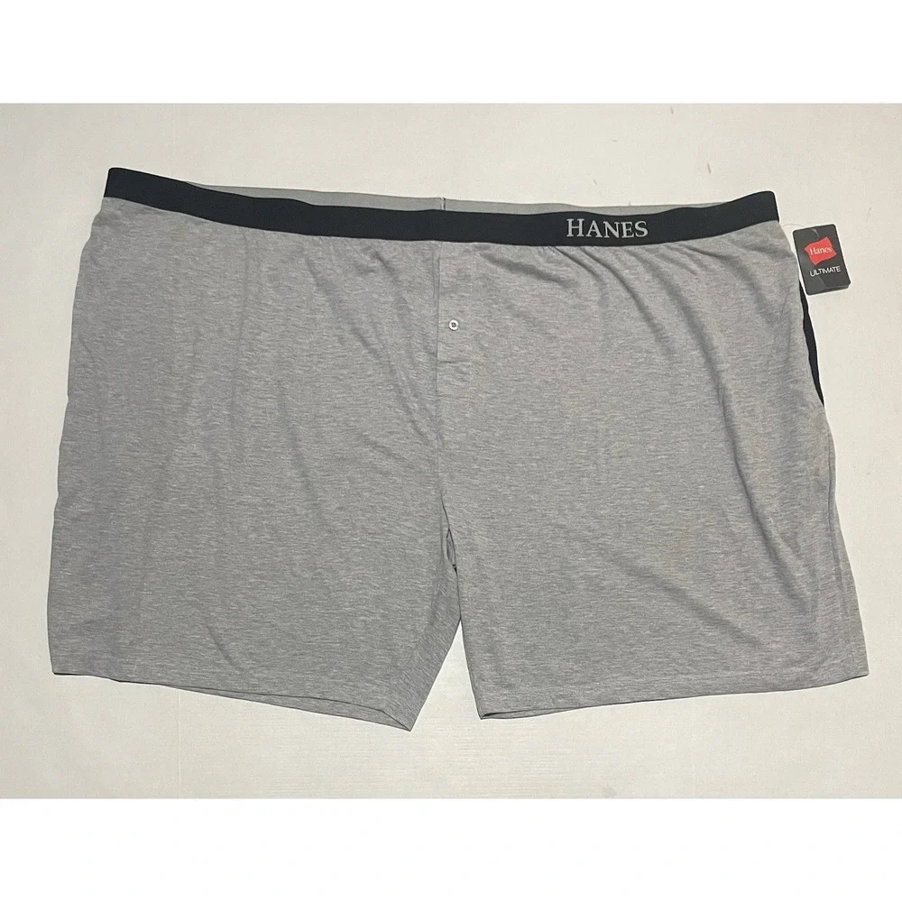 NWT Hanes Classics Cotton Blend Boxers Men's Plus‎ Size 7X Lot Of 2 Black Gray